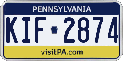 PA license plate KIF2874