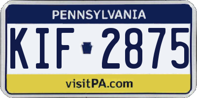 PA license plate KIF2875
