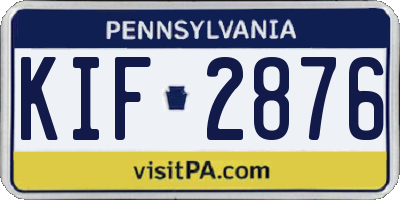 PA license plate KIF2876