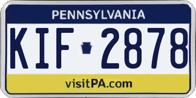 PA license plate KIF2878