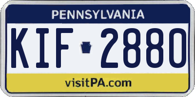 PA license plate KIF2880
