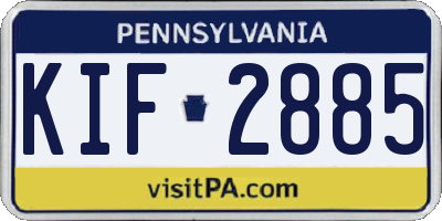 PA license plate KIF2885