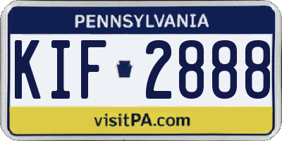 PA license plate KIF2888