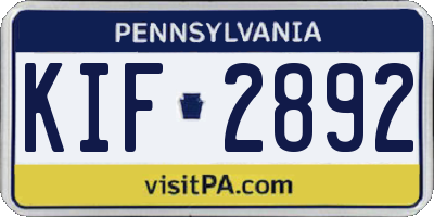 PA license plate KIF2892