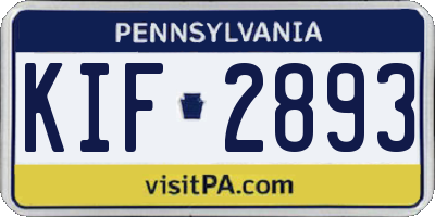 PA license plate KIF2893