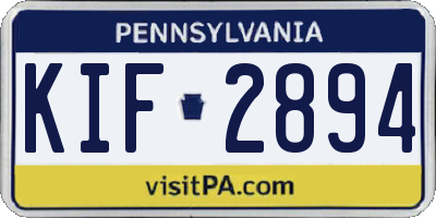 PA license plate KIF2894