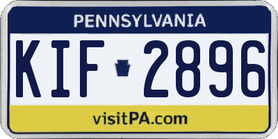 PA license plate KIF2896
