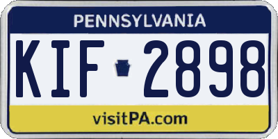 PA license plate KIF2898
