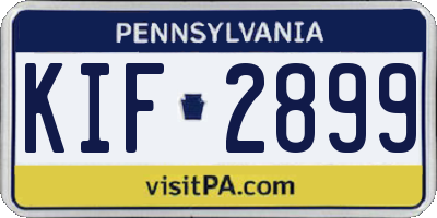 PA license plate KIF2899