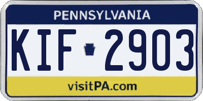PA license plate KIF2903