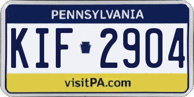 PA license plate KIF2904