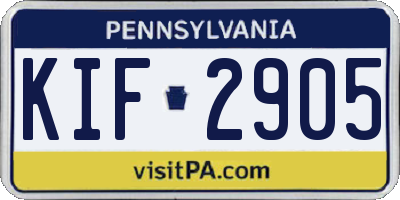 PA license plate KIF2905