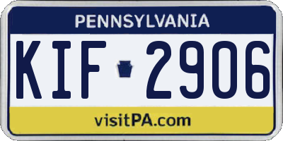 PA license plate KIF2906