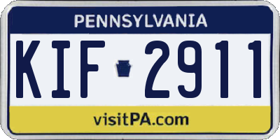 PA license plate KIF2911