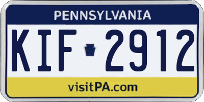 PA license plate KIF2912