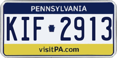 PA license plate KIF2913