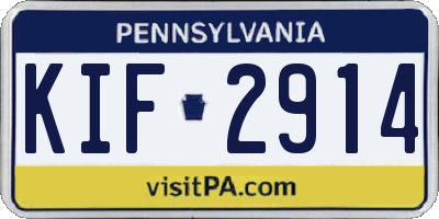 PA license plate KIF2914