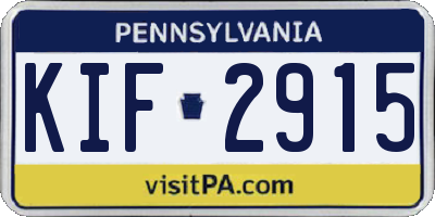 PA license plate KIF2915
