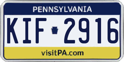 PA license plate KIF2916