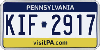 PA license plate KIF2917