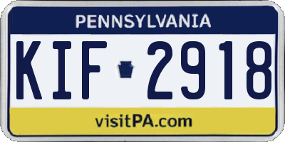 PA license plate KIF2918
