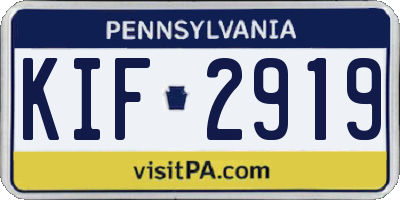 PA license plate KIF2919