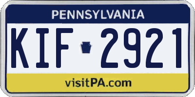 PA license plate KIF2921