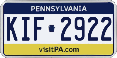 PA license plate KIF2922