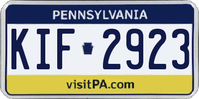 PA license plate KIF2923