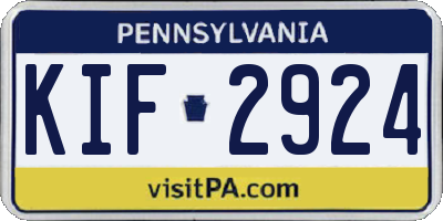 PA license plate KIF2924