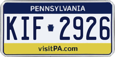 PA license plate KIF2926