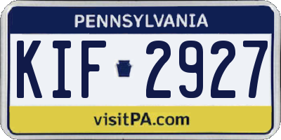PA license plate KIF2927