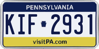 PA license plate KIF2931