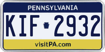 PA license plate KIF2932