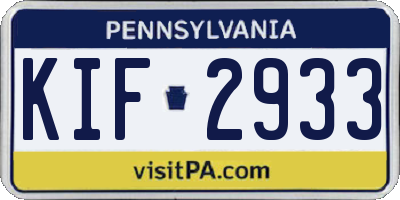 PA license plate KIF2933