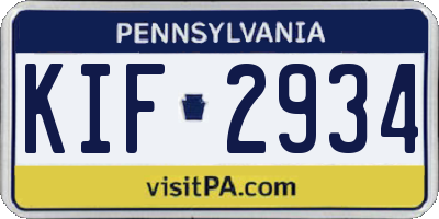 PA license plate KIF2934