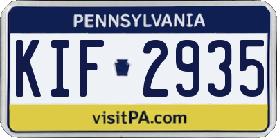PA license plate KIF2935