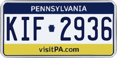 PA license plate KIF2936