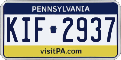 PA license plate KIF2937