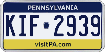 PA license plate KIF2939