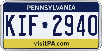 PA license plate KIF2940