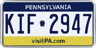 PA license plate KIF2947