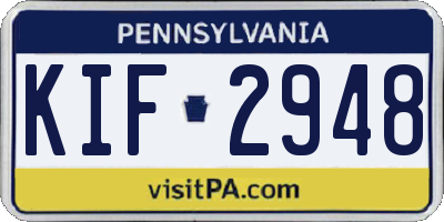 PA license plate KIF2948