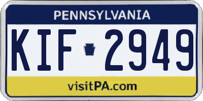 PA license plate KIF2949