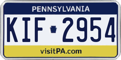 PA license plate KIF2954