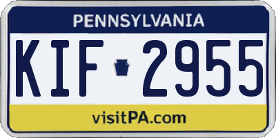 PA license plate KIF2955