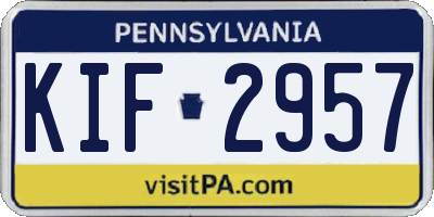 PA license plate KIF2957