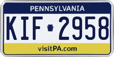 PA license plate KIF2958
