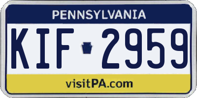 PA license plate KIF2959