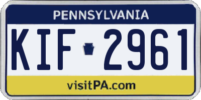 PA license plate KIF2961